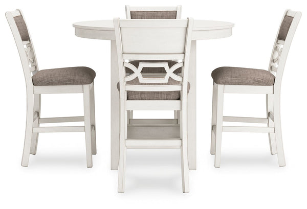 Erinberg - Juego de mesa alta de comedor (juego de 5) - Blanco antiguo