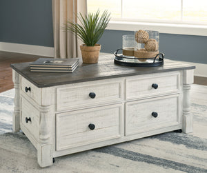 Havalance - Mesa de centro elevable con cajones de almacenamiento - Blanca/Gris
