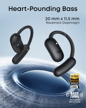 Soundcore - by Anker AeroFit 2 Open-Ear Headphones with Adjustable Ear Hooks - Black