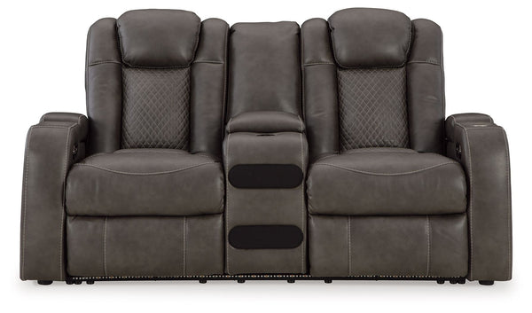 Fyne-dyme - Power Reclining Loveseat With Console/Adj Hdrst #darkgray