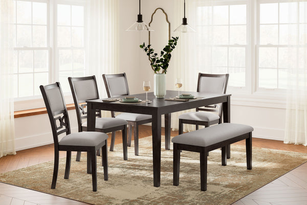 Langwest - Juego de mesa de comedor (Set de 6) - Marrón