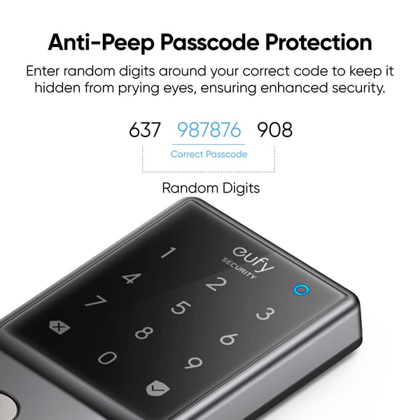 Smart Lock C210 WiFi Replacement Deadbolt Unlock with eufy App, Keypad, Smart Devices - Black