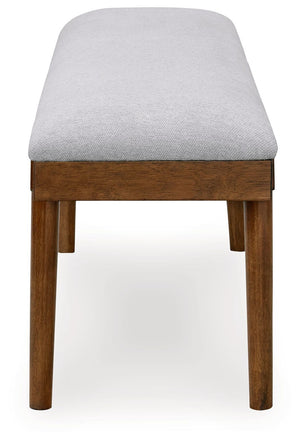 Lyncott - Large Upholstered Dining Room Bench - Gray / Brown