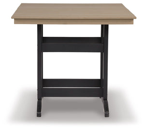 Fairen Trail - Mostrador cuadrado TBL con opción de sombrilla - Negro / Madera a la deriva