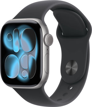 Apple Watch Series 11 (GPS) 42mm Space Gray Aluminum Case with Black Sport Band - M/L - Space Gray - (2025)
