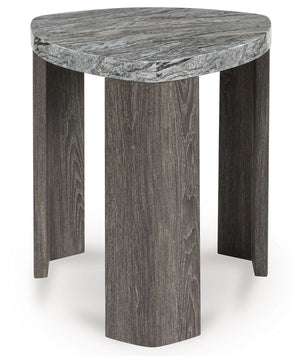 Surmour - Triangle End Table - Gray / Brown