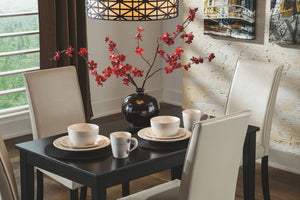Kimonte - Dining Table Set #5pc.table,2ivorychairs,2brownchairs