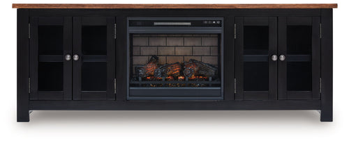 Wildenauer - 76" TV Stand With Electric Fireplace #fauxbrickfireplaceinsert