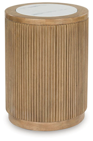 Camdill - Mesa auxiliar redonda - Marrón claro / Blanco