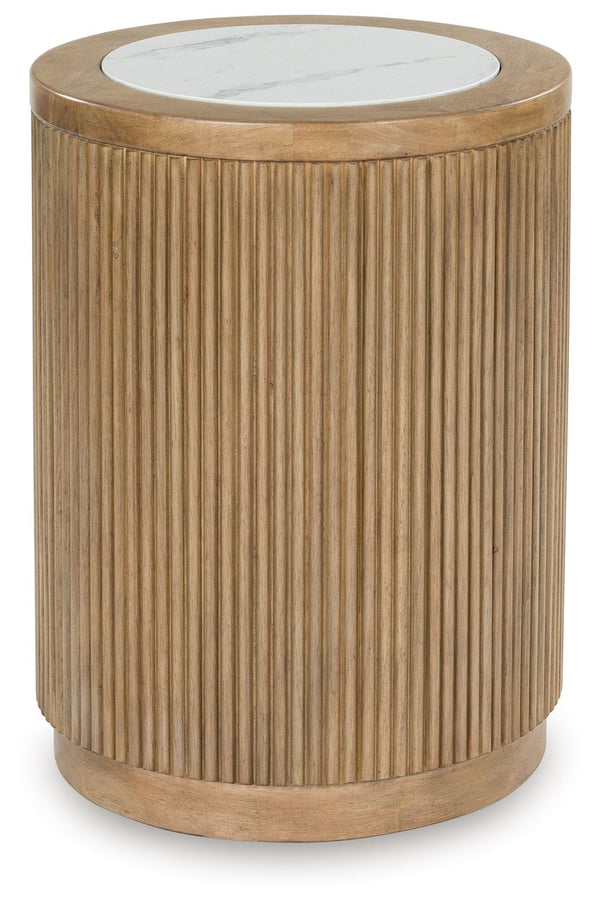 Camdill - Mesa auxiliar redonda - Marrón claro / Blanco