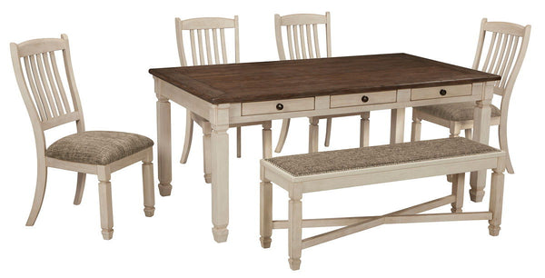 Bolanburg - Rectangular Dining Table Set #6pc.table,4chairs,bench