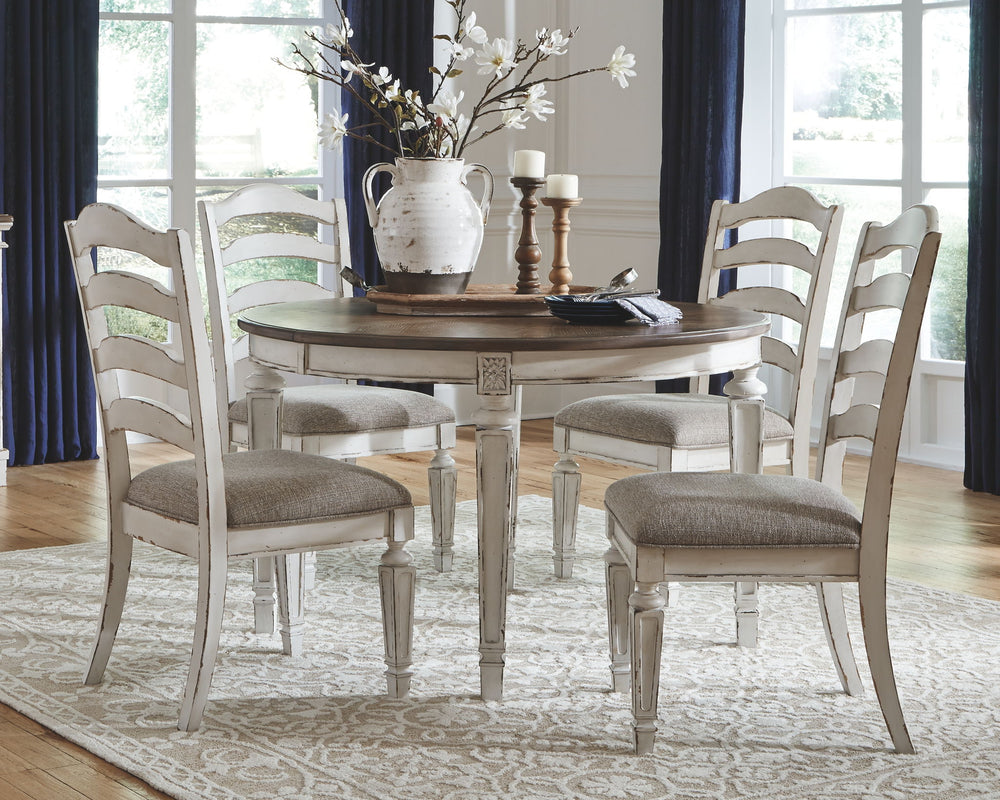 Realyn - Oval Dining Table Set #5pc.table,4ladderbackchairs