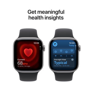 Apple Watch Series 11 (GPS+Cellular) 42mm Aluminum Case with Black Sport Band - S/M - Space Gray - (2025)