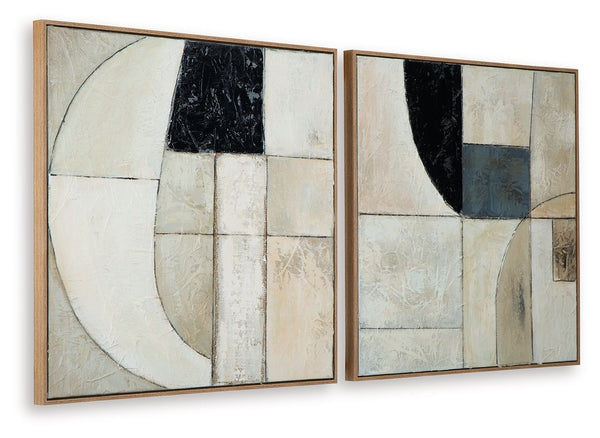 Bexlen - Juego de arte de pared (2 piezas) - Marrón claro / Gris topo / Negro