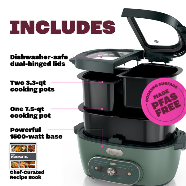 Ninja - MultiPot XL 12-in-1 DualZone Multicooker - Vista Green
