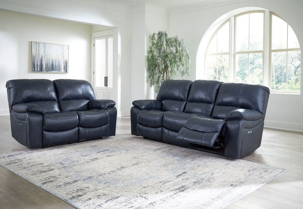 Leesworth - Reclining Living Room Set #blue #2pc.sofa,loveseat