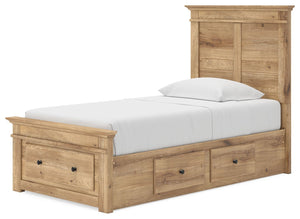 Makidern - Panel Storage Bed #lightbrown #twin #2underbedstorageunitsandstoragefootboard