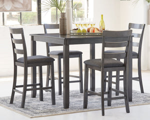 Bridson - Juego de mesa cuadrada con taburetes (Set de 5) - Gris