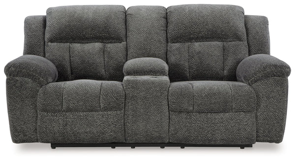 Frohn - Dbl Reclining Loveseat With Console #darkgray