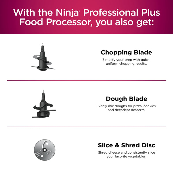 Ninja - Professional Plus Food Processor, 1000 Peak Watts, 9-Cup Capacity, 4 Auto-iQ Preset Programs - Cloud Silver