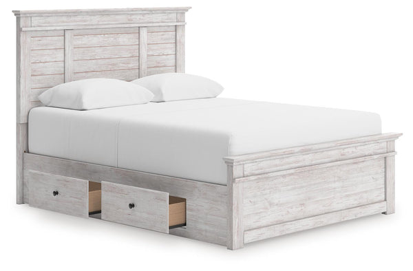 Makidern - Panel Storage Bed #white #queen #2underbedstorageunits