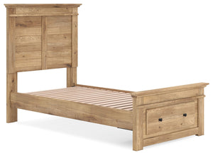 Makidern - Panel Storage Bed #lightbrown #twin #storagefootboard