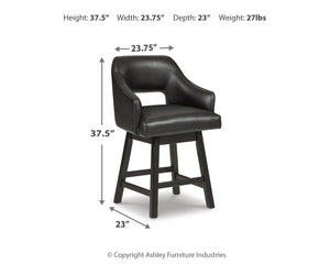 Tallenger - Upholstered Swivel Barstool (Set of 2) #black #24''wx23''dx38''h