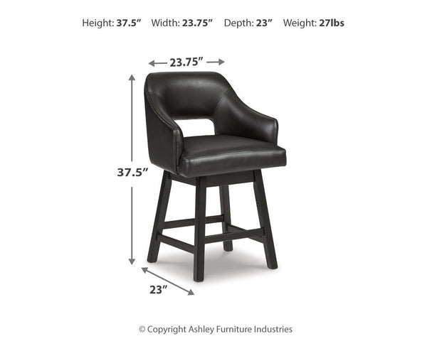 Tallenger - Upholstered Swivel Barstool (Set of 2) #black #24''wx23''dx38''h