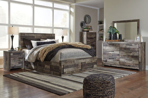 Derekson - Panel Bedroom Set #4pc.bed,dresser,mirror,chest #queen #6drawers