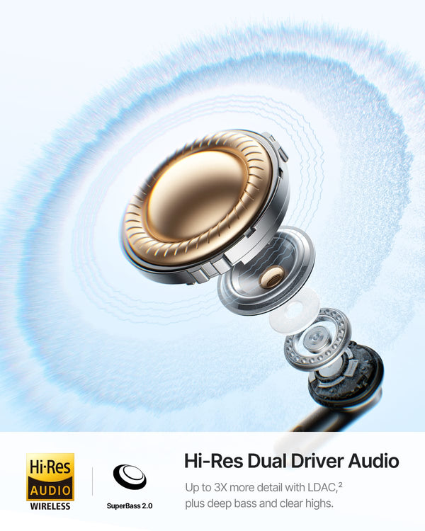 Baseus - Bass EP10 Ultra Noise Cancelling In-Ear Earbuds,-55 dB Adaptive ANC,Dual-Driver LDAC,65-Hour,Bluetooth 6.0 - Black