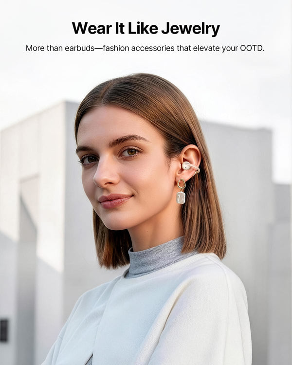 Baseus - Bowie MC2 Air Open-Ear Clip-On Earbuds,4.9 g Fit,40-Hour Playtime,IP67,Bluetooth 6.0 - White