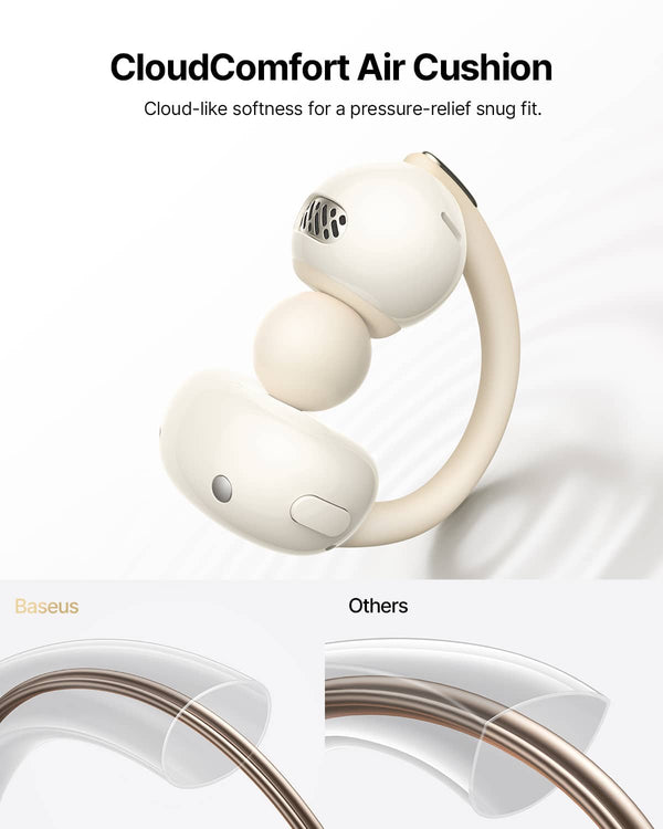 Baseus - Bowie MC2 Air Open-Ear Clip-On Earbuds,4.9 g Fit,40-Hour Playtime,IP67,Bluetooth 6.0 - White