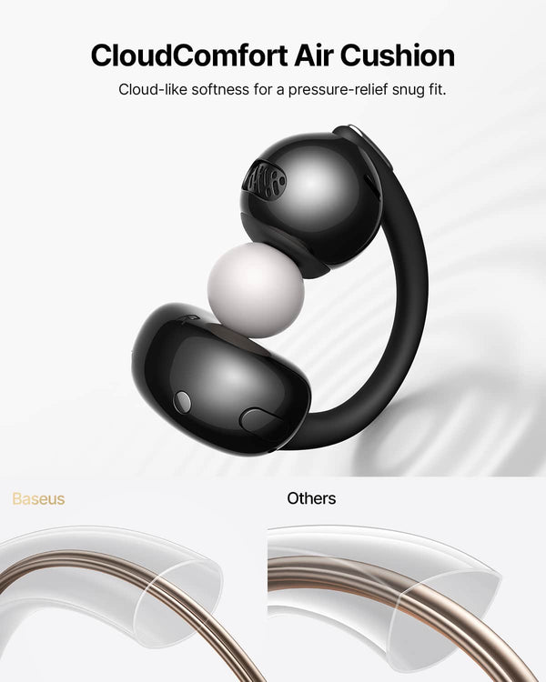 Baseus - Bowie MC2 Air Open-Ear Clip-On Earbuds,4.9 g Fit,40-Hour Playtime,IP67,Bluetooth 6.0 - Black