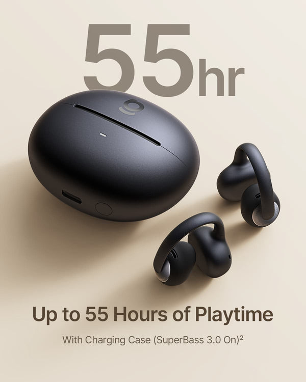 Baseus - Bowie MC2 Open-Ear Clip-On Earbuds,LDAC Hi-Res,55-Hour Playtime,IP67,Bluetooth 6.0 - Black