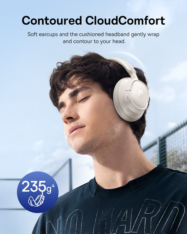 Baseus - Bass BH1 NC Over-the-Ear Headphones,-45 dB ANC,LDAC Hi-Res,80-Hour Playtime,5-Mic Calls,Bluetooth 6.0 - White