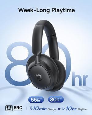Baseus - Bass BH1 NC Over-the-Ear Headphones,-45 dB ANC,LDAC Hi-Res,80-Hour Playtime,5-Mic Calls,Bluetooth 6.0 - Black