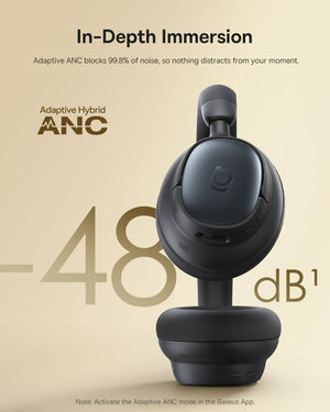 Baseus - Bowie MH1 Over-the-Ear Headphones,-48 dB ANC,LDAC Hi-Res,80-Hour Playtime,Bluetooth 6.0 - Black