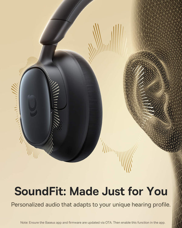Baseus - Bowie MH1 Over-the-Ear Headphones,-48 dB ANC,LDAC Hi-Res,80-Hour Playtime,Bluetooth 6.0 - Black