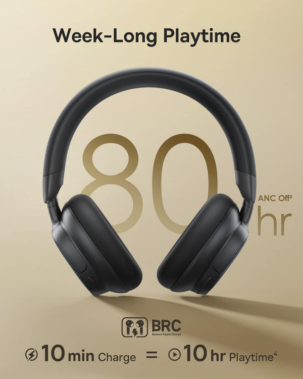 Baseus - Bowie MH1 Over-the-Ear Headphones,-48 dB ANC,LDAC Hi-Res,80-Hour Playtime,Bluetooth 6.0 - Black