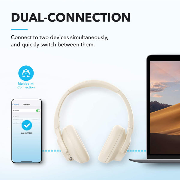 Anker - Soundcore Q20i Plus Over-the-Ear Bluetooth Wireless & Wired Headphones - White