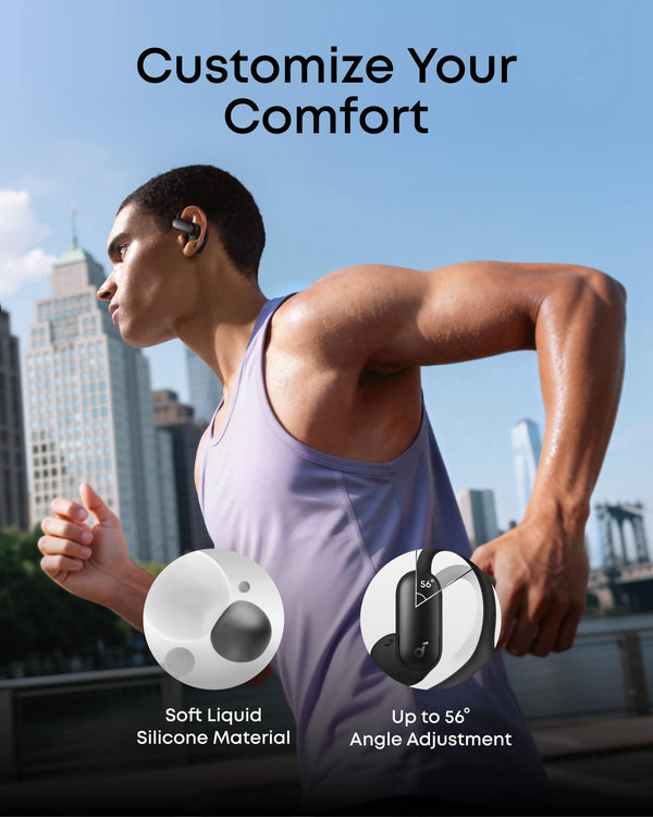 Anker - Soundcore AeroFit 2 Pro Dual-Form Wireless Bluetooth Earbuds with Open-Ear and Active Noise Cancellation Seamless Switch - Black
