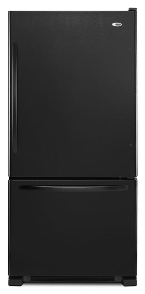 Amana - 33-inch Wide Bottom-Freezer Refrigerator with EasyFreezer™ Pull-Out Drawer - 22 cu. ft. Capacity #black