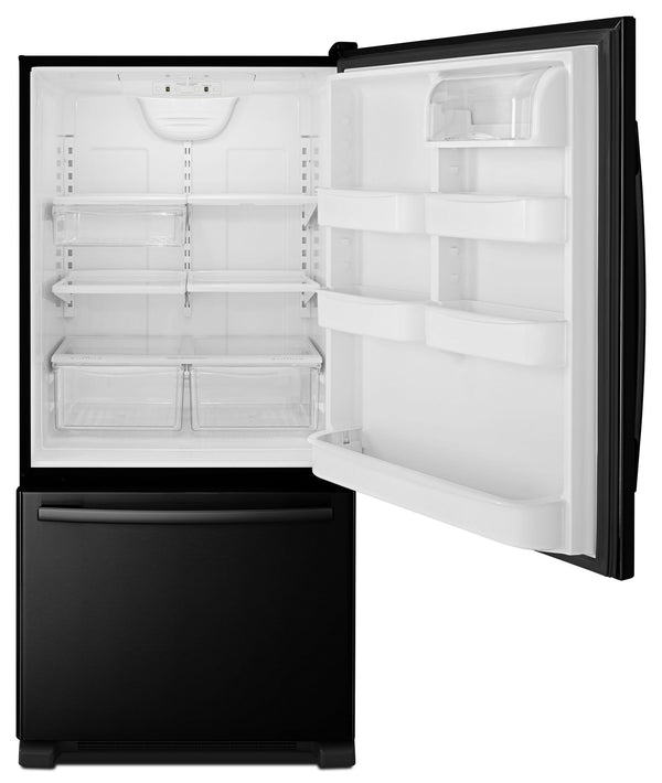 Amana - 33-inch Wide Bottom-Freezer Refrigerator with EasyFreezer™ Pull-Out Drawer - 22 cu. ft. Capacity #black