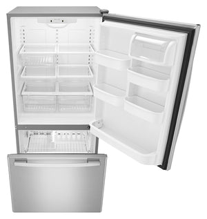 Amana - 33-inch Wide Bottom-Freezer Refrigerator with EasyFreezer™ Pull-Out Drawer - 22 cu. ft. Capacity #stainless