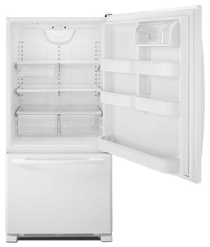 Amana - 33-inch Wide Bottom-Freezer Refrigerator with EasyFreezer™ Pull-Out Drawer - 22 cu. ft. Capacity #white