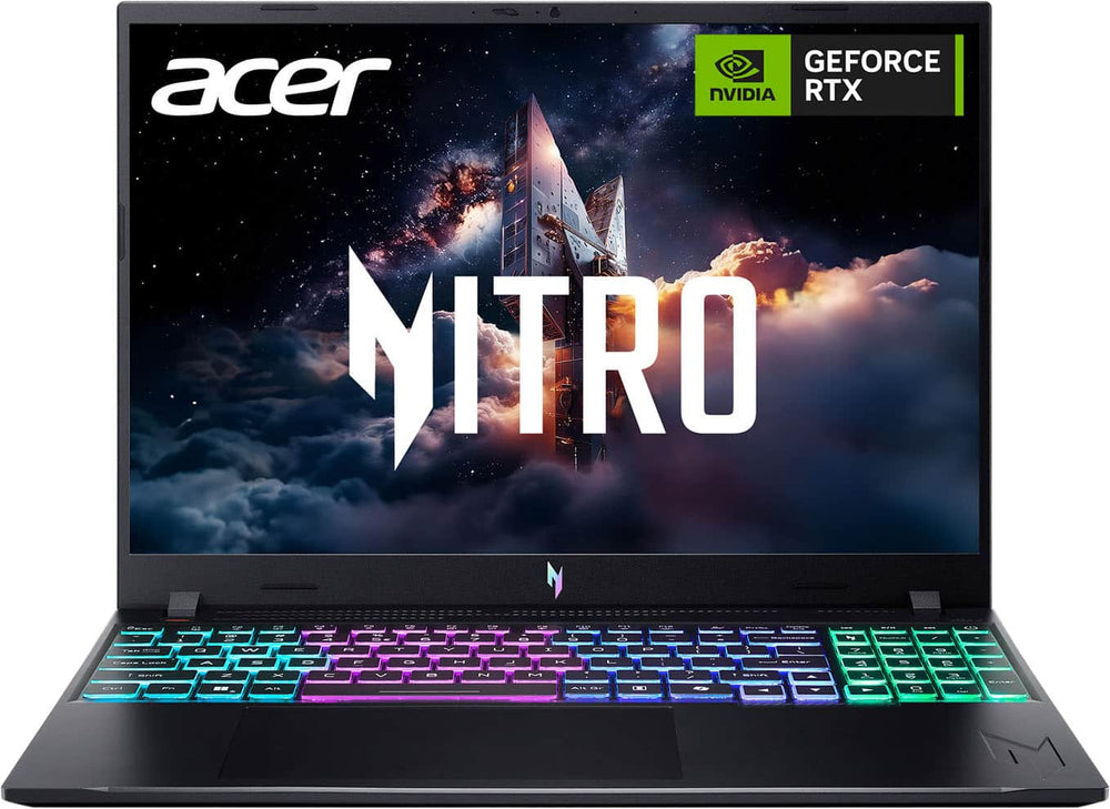 Acer - Nitro V – 16" WUXGA 165Hz Gaming Laptop - Intel Core 7 240H 2024 - NVIDIA GeForce RTX 5060 – 16GB Memory – 512GB Storage - Obsidian Black