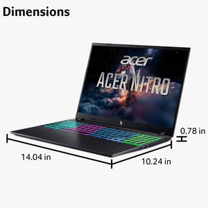 Acer - Nitro V – 16" WUXGA 165Hz Gaming Laptop - Intel Core 7 240H 2024 - NVIDIA GeForce RTX 5060 – 16GB Memory – 512GB Storage - Obsidian Black
