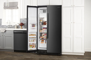 36-inch Wide Side-by-Side Refrigerator with Dual Pad External Ice and Water Dispenser - 25 Cu. Ft. #black