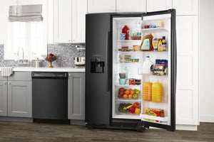 36-inch Wide Side-by-Side Refrigerator with Dual Pad External Ice and Water Dispenser - 25 Cu. Ft. #black