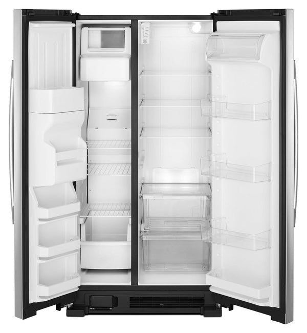 36-inch Wide Side-by-Side Refrigerator with Dual Pad External Ice and Water Dispenser - 25 Cu. Ft. #stainless